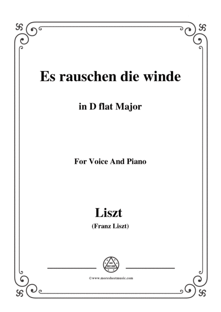 Liszt Es Rauschen Die Winde In D Flat Major For Voice And Piano Sheet Music