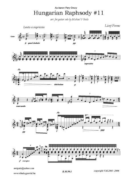 Free Sheet Music Liszt Hungarian Rhapsody 11