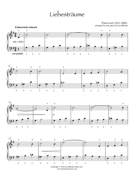 Free Sheet Music Liszt Liebestrume Easy Piano