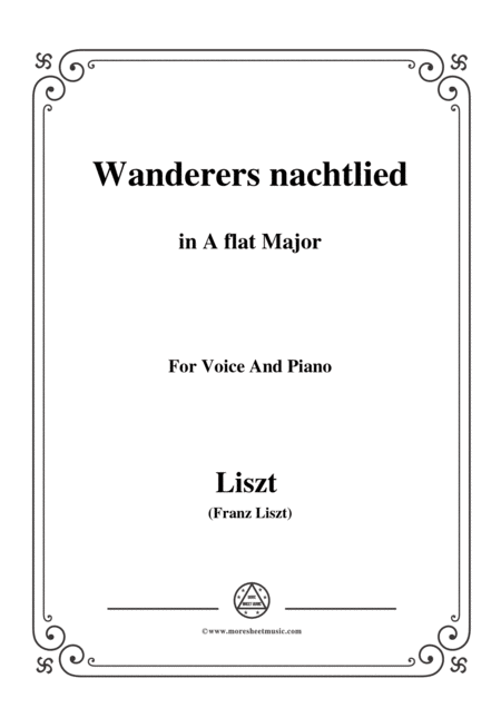 Liszt Wanderers Nachtlied In A Flat Major For Voice And Piano Sheet Music