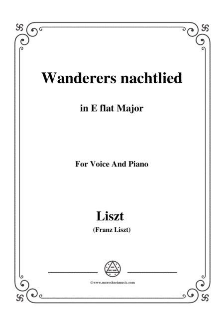 Liszt Wanderers Nachtlied In E Flat Major For Voice And Piano Sheet Music