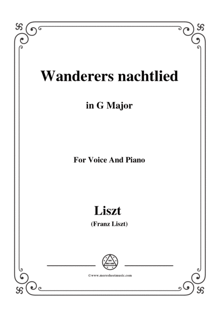 Liszt Wanderers Nachtlied In G Major For Voice And Piano Sheet Music