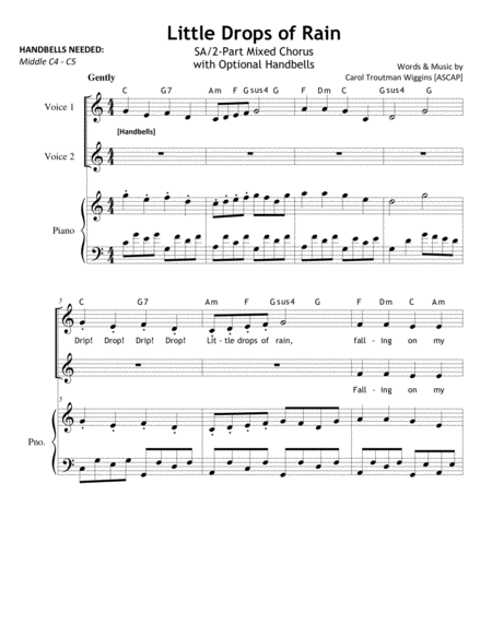 Little Drops Of Rain 2 Part Sheet Music