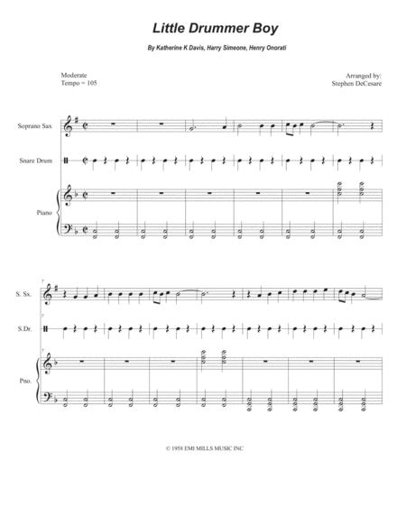 Free Sheet Music Little Drummer Boy For Soprano Saxophone And Piano