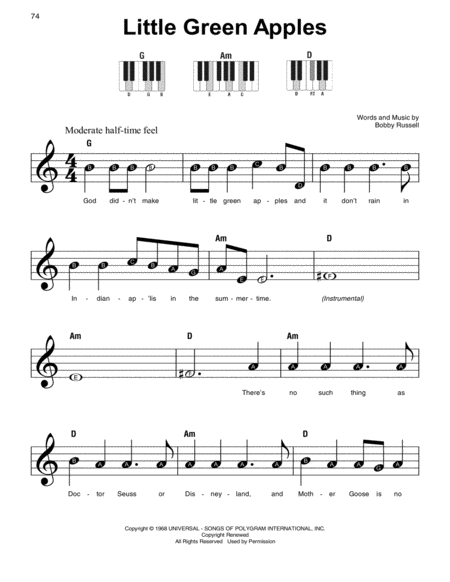 Little Green Apples Sheet Music