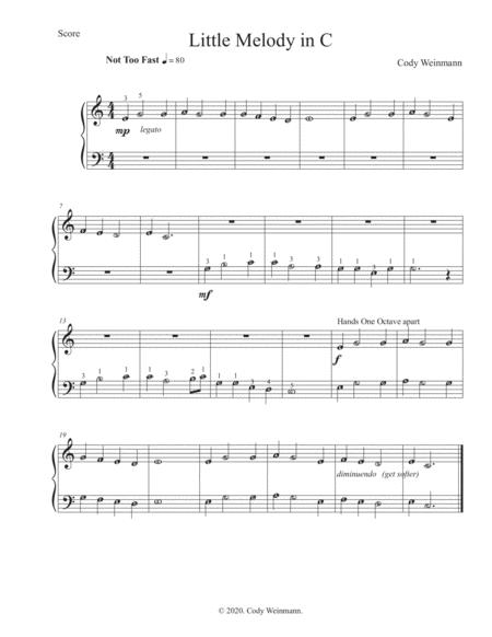 Free Sheet Music Little Melody In C For Easy Piano