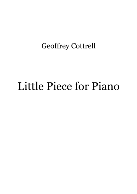 Free Sheet Music Little Piece For Piano