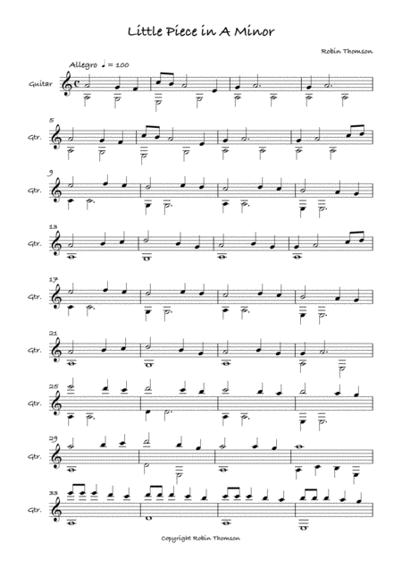 Free Sheet Music Little Piece In A Minor