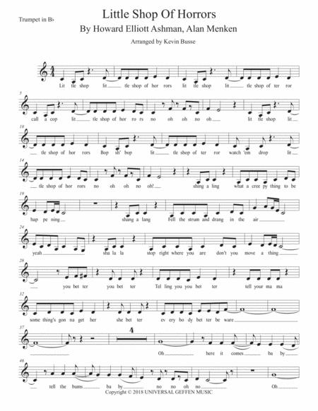 Free Sheet Music Little Shop Of Horrors Musical Easy Key Of C Trumpet