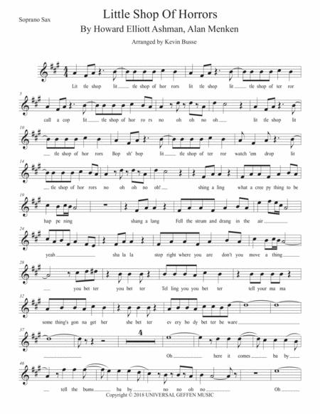 Free Sheet Music Little Shop Of Horrors Musical Original Key Soprano Sax