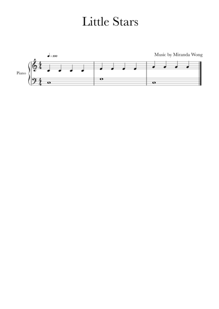 Little Stars Easy Piano Solo Sheet Music