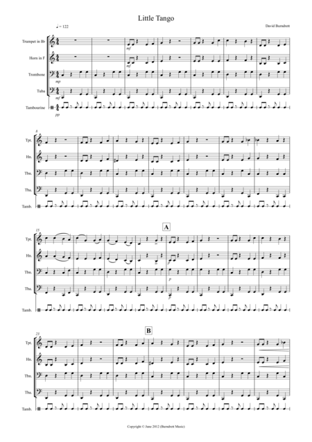 Little Tango For Beginning Brass Quartet Sheet Music