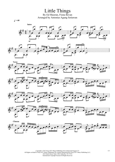 Little Things Solo Guitar Score Sheet Music