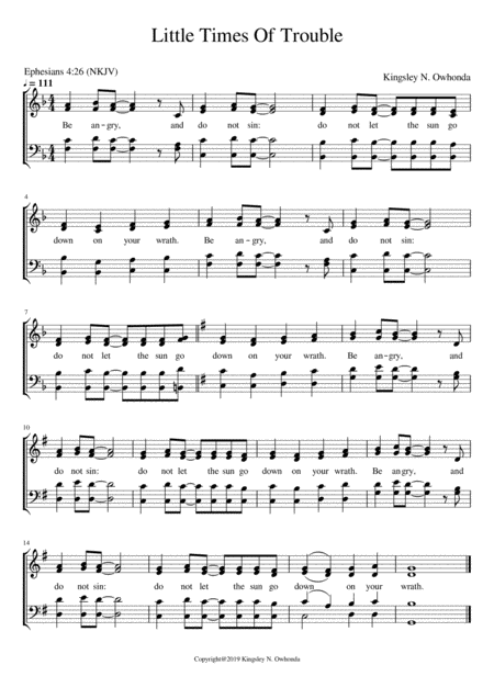 Free Sheet Music Little Times Of Trouble