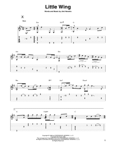 Free Sheet Music Little Wing