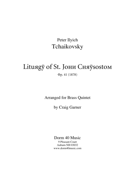 Free Sheet Music Liturgy Of St John Chrysostom Op 41