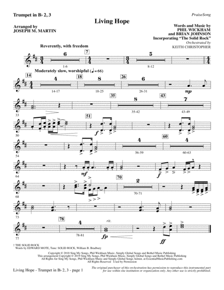 Living Hope Arr Joseph M Martin Bb Trumpet 2 3 Sheet Music