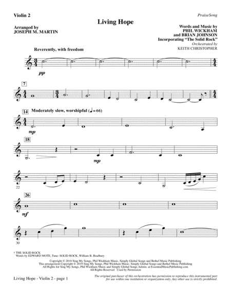 Living Hope Arr Joseph M Martin Violin 2 Sheet Music