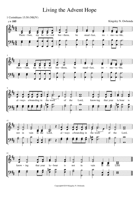 Free Sheet Music Living The Advent Hope