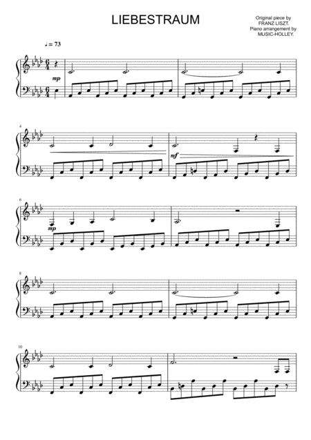 Lizst Liebestraum Easy Piano Sheet Sheet Music