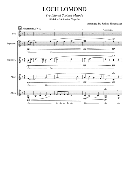 Loch Lomond Ssaa Sheet Music