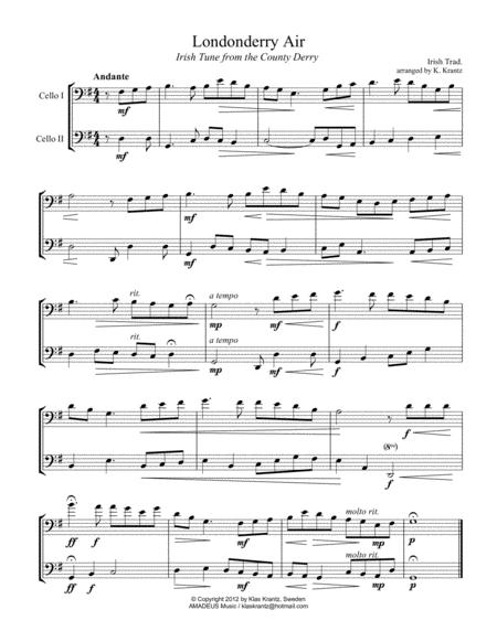 Londonderry Air For Cello Duet Sheet Music