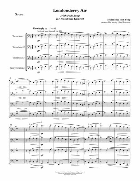 Londonderry Air For Trombone Quartet Sheet Music