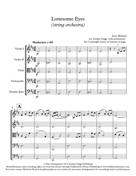 Free Sheet Music Lonesome Eyes String Orchestra