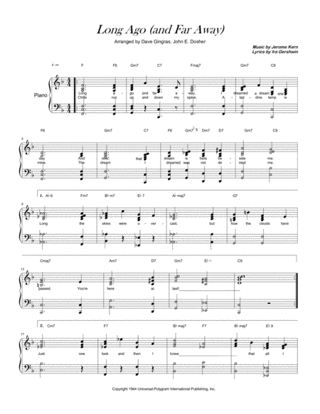 Long Ago And Far Away Sheet Music