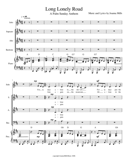 Free Sheet Music Long Lonely Road