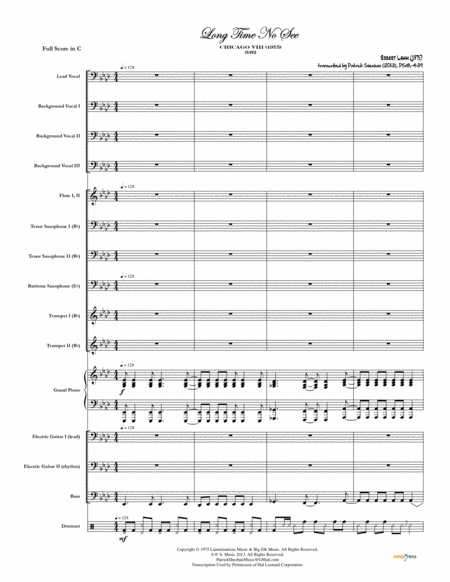 Long Time No See Chicago Complete Score Sheet Music