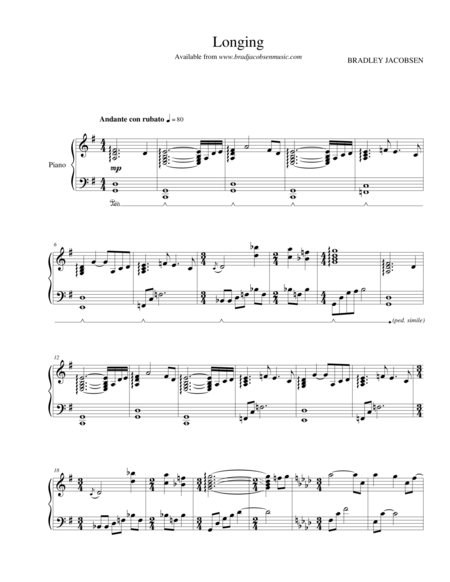 Longing By Brad Jacobsen Sheet Music