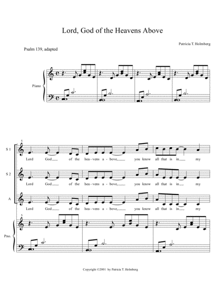 Free Sheet Music Lord God Of The Heavens Above