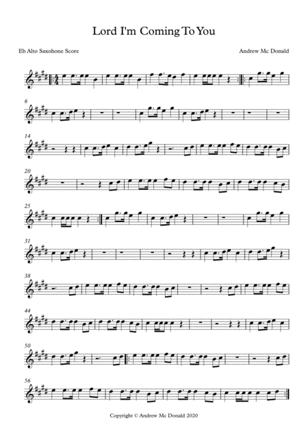 Lord I M Coming To You Eb Alto Saxophone Score Sheet Music