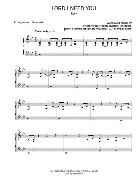 Lord I Need You Matt Maher Sheet Music Easy Piano Sheet Music