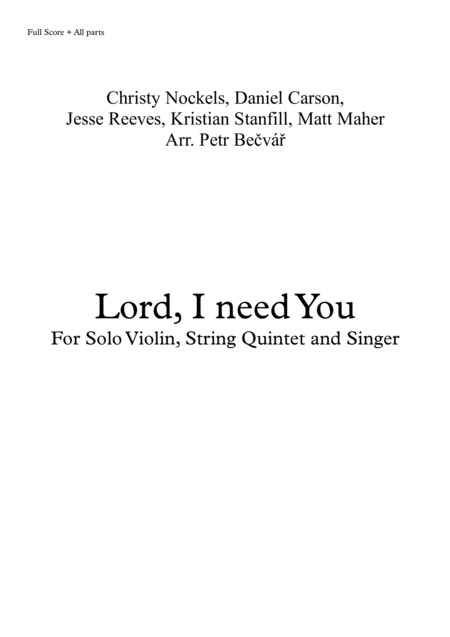 Lord I Need You Matt Maher Sheet Music