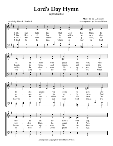 Lords Day Hymn Sheet Music