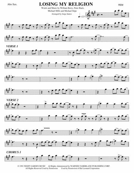 Losing My Religion Alto Sax Sheet Music