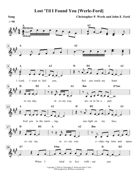 Free Sheet Music Lost Til I Found You