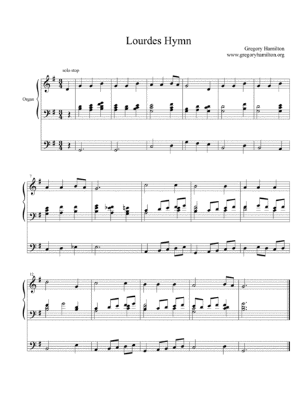 Lourdes Hymn Immaculate Mary Sheet Music