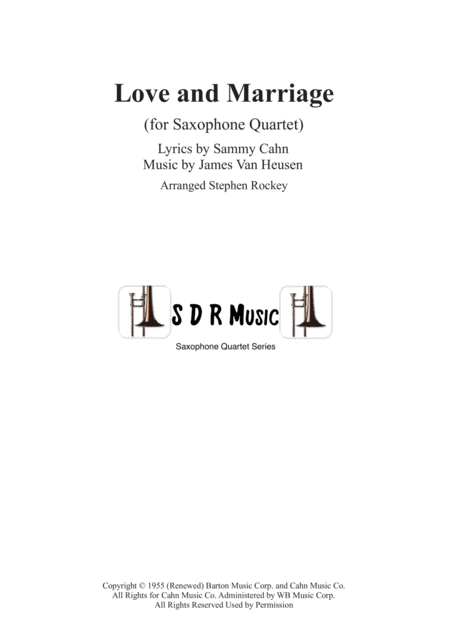 Love And Marriage For Saxophone Quartet Sheet Music