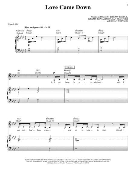 Love Came Down Sheet Music