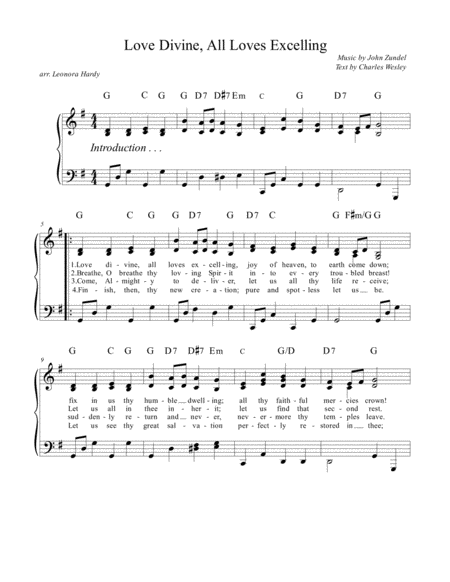 Free Sheet Music Love Divine All Loves Excelling For Congregational Singing