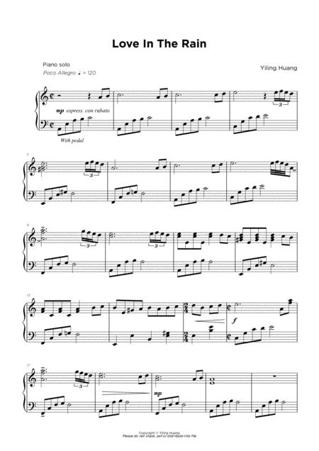 Love In The Rain Piano Solo By Yiling Huang Sheet Music