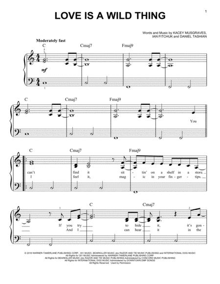 Free Sheet Music Love Is A Wild Thing
