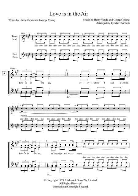 Free Sheet Music Love Is In The Air Womens Barbershop Arrangement