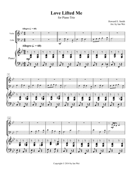 Free Sheet Music Love Lifted Me For Piano Trio