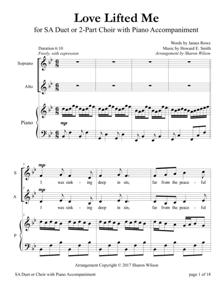 Love Lifted Me For Sa Choir With Piano Accompaniment Sheet Music