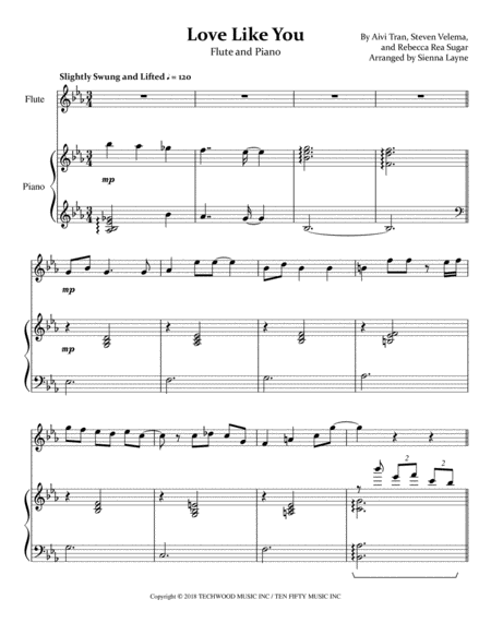 Free Sheet Music Love Like You Flute And Piano Solo