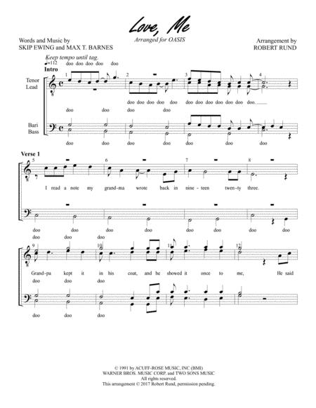 Free Sheet Music Love Me Male Barbershop Arr Robert Rund